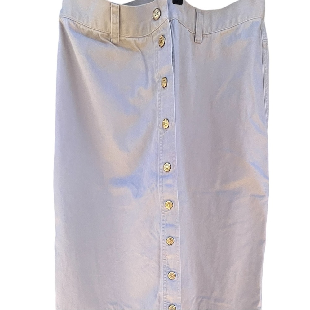 Lauren Ralph Lauren White Button-Front Midi Skirt | Classic Spring Preppy Style - Picture 5 of 12